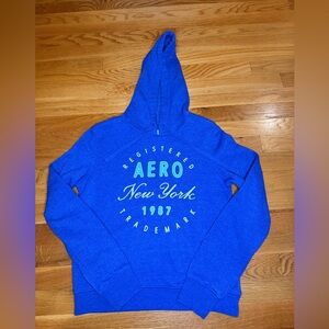 Aéropostale Aero New York 1987 Hoodie Blue Pullover Sweatshirt Size S